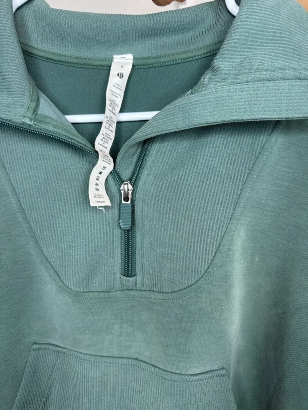 lululemon athletica ribbed softreme Green Cropped Half-Zip Pullover